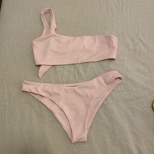BNWOT baby pink one shoulder bikini